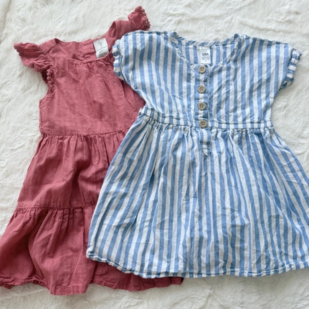 Joie Pink Dress and Carter's Striped Dress Lot of 2. Size 5T/5. EUC. DG